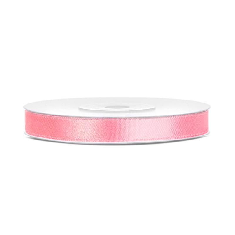Silkebånd 6mm, lys rosa – 25 m