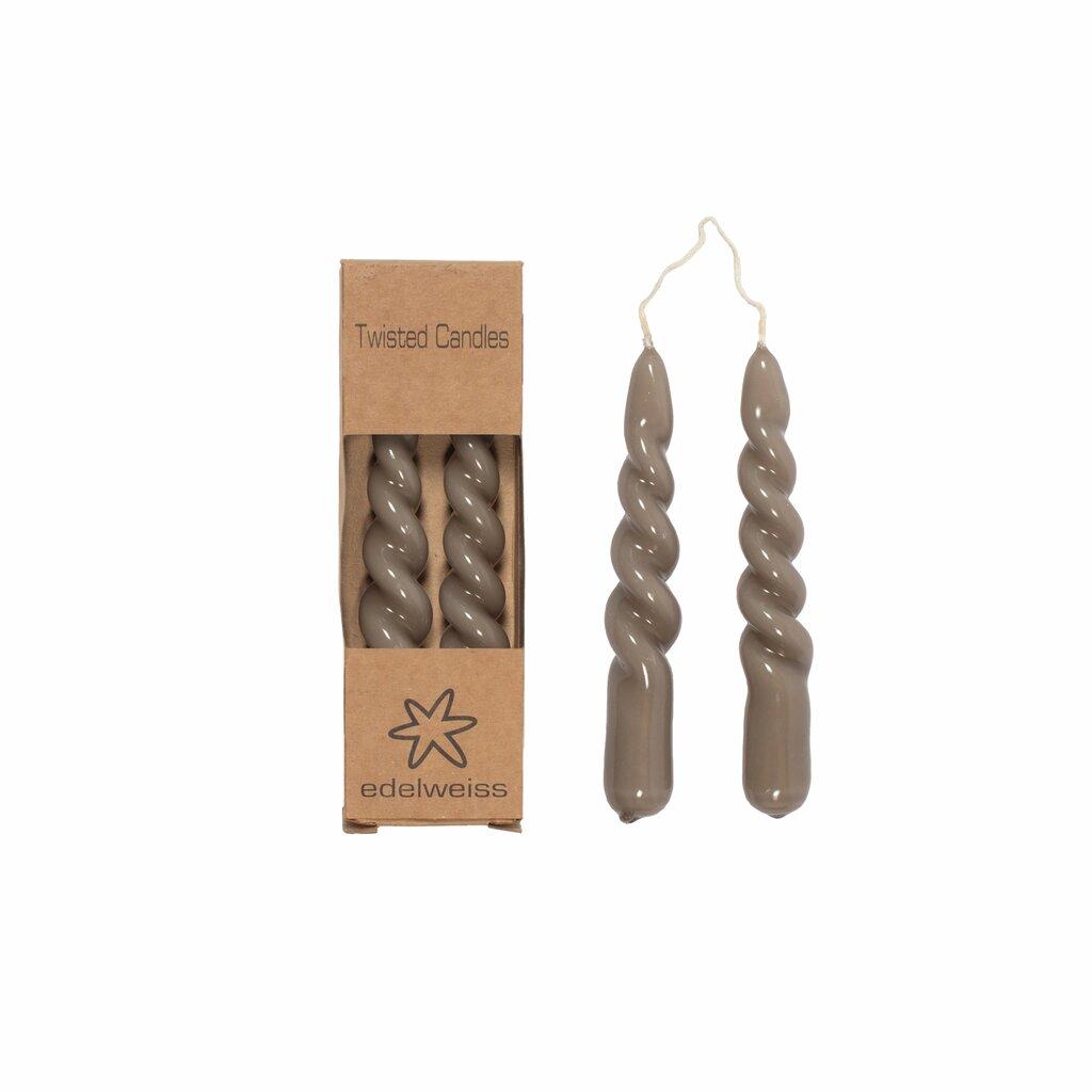 Kronelys med twist, 2 stk liten - Taupe