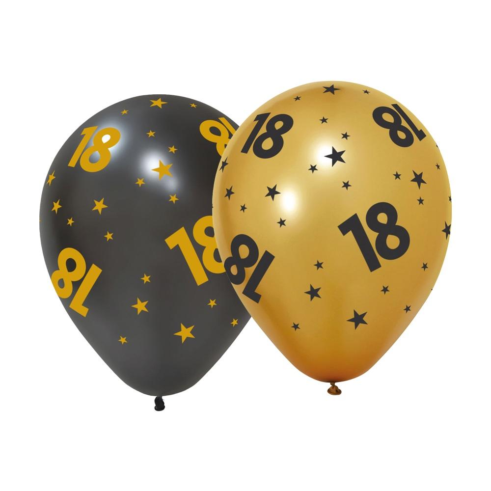 Ballonger gull og svart, 18 - 6 stk