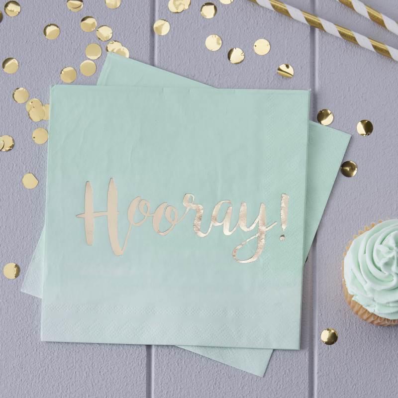 Servietter ombré mint, Hooray – 20 stk