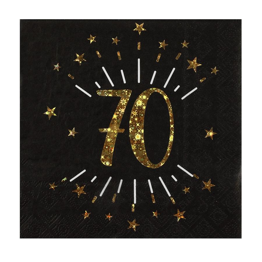 Servietter svart og gull, 70 år – 10 stk