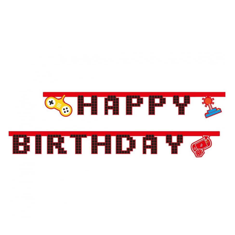 Banner rød, happy birthday - Gaming