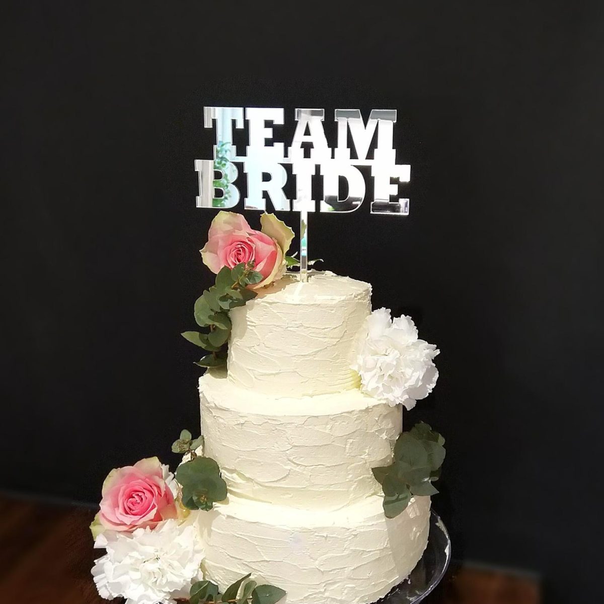 Kakepynt utdrikningslag speil, sølv - Team Bride