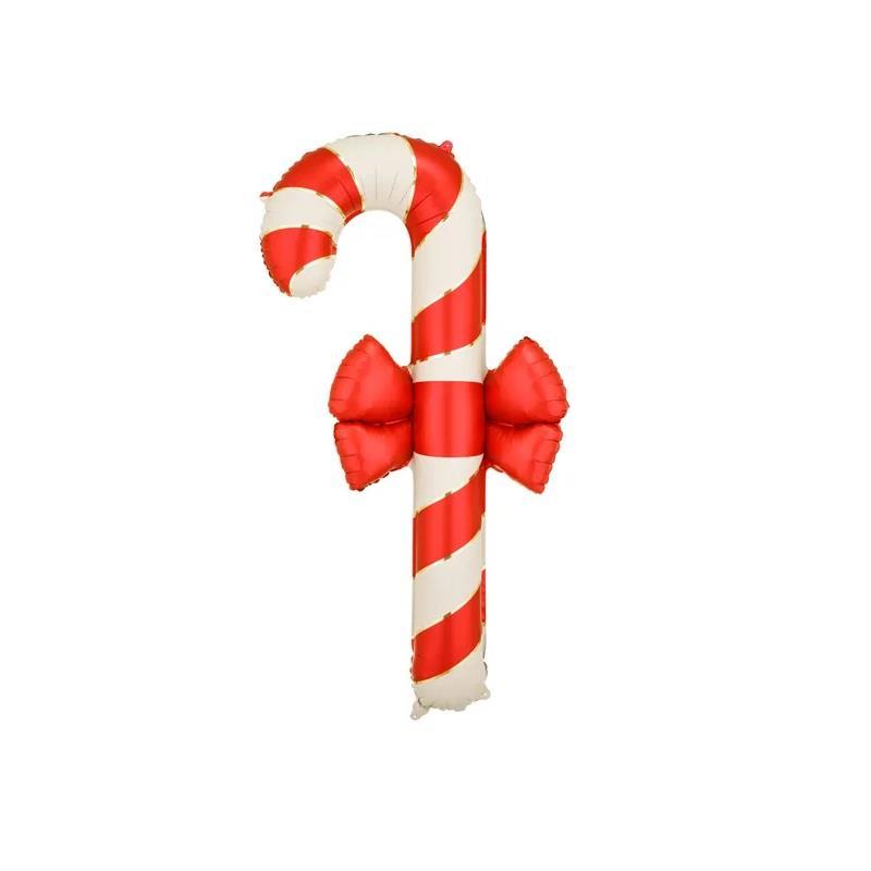 Folieballong, Polkagris stang med sløyfe - 131,5 cm