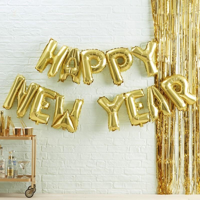 Ballongbanner, gull - HAPPY NEW YEAR