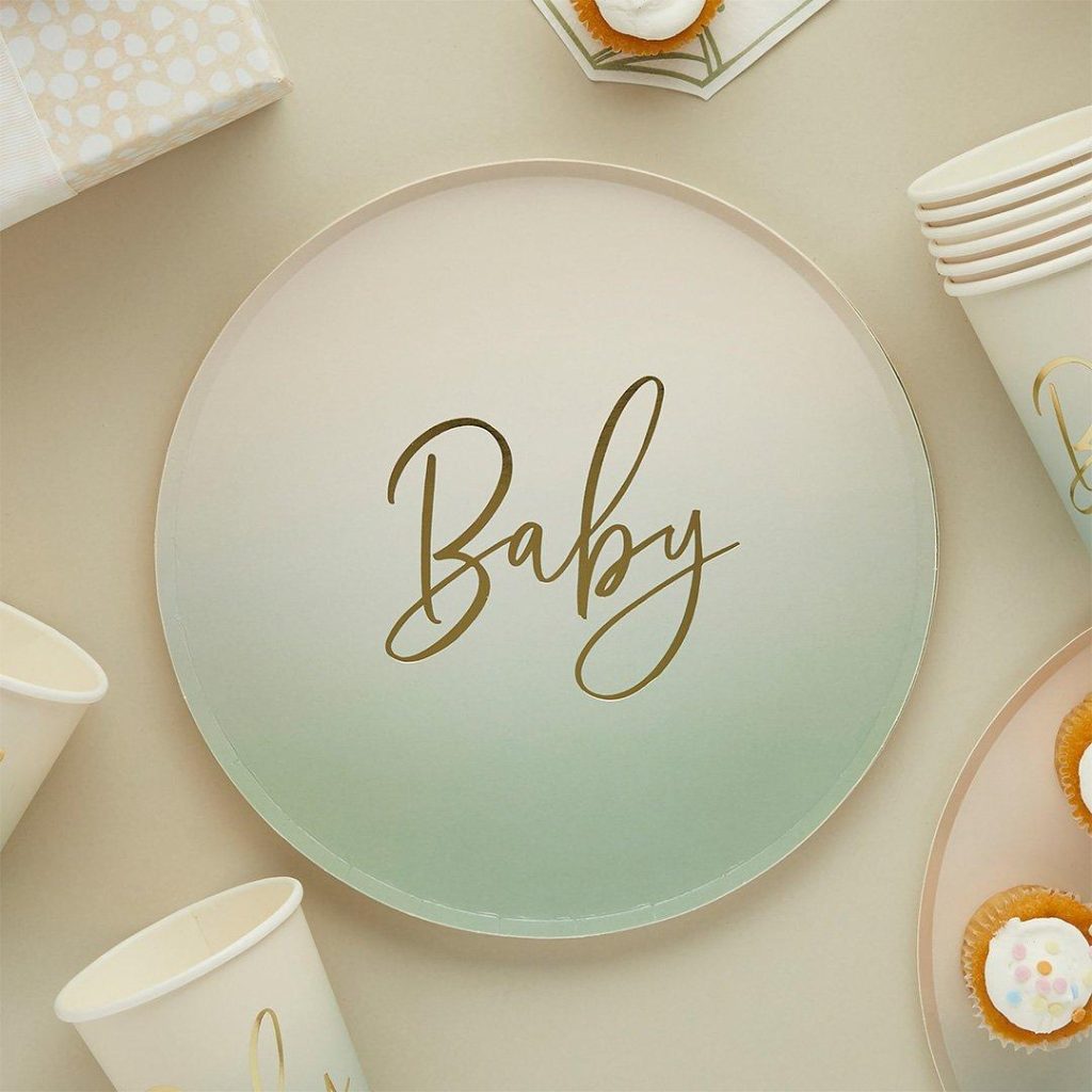 Papptallerkener Baby, dus grønn – 8 stk