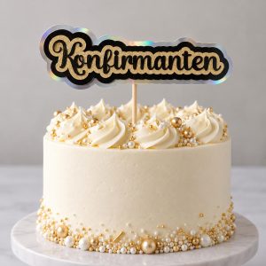 Kakepynt 4 lag, Gull og og svart - Konfirmanten
