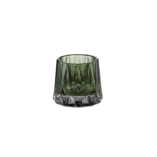 Lysestake glass til telys, elegant stor - Forest green