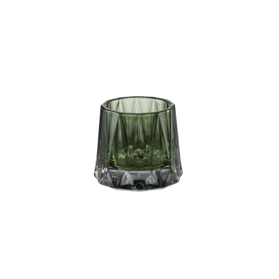 Lysestake glass til telys, elegant stor - Forest green