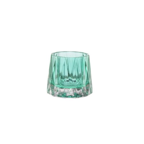 Lysestake glass til telys, elegant stor - Turkis