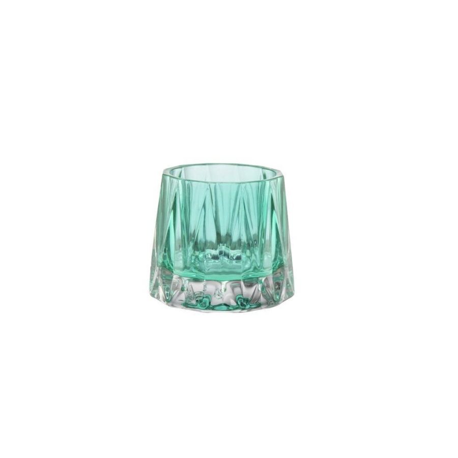 Lysestake glass til telys, elegant stor - Turkis