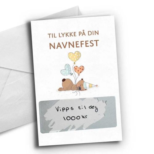 Kort med skrapefelt - Til lykke på din navnefest