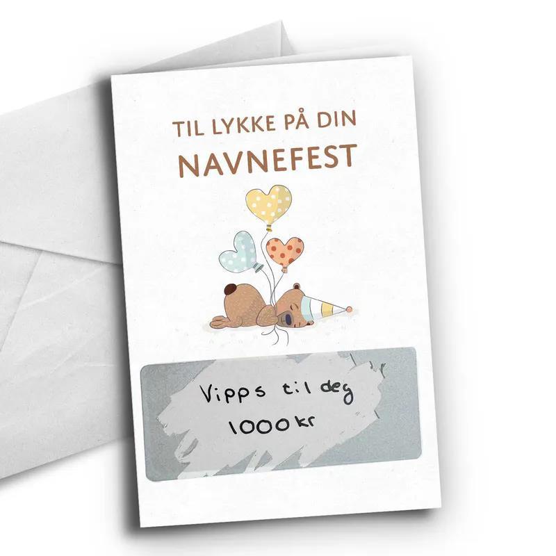 Kort med skrapefelt - Til lykke på din navnefest