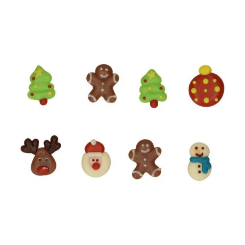 Spiselig kakedekor, julefigurer av sjokolade - 8 stk