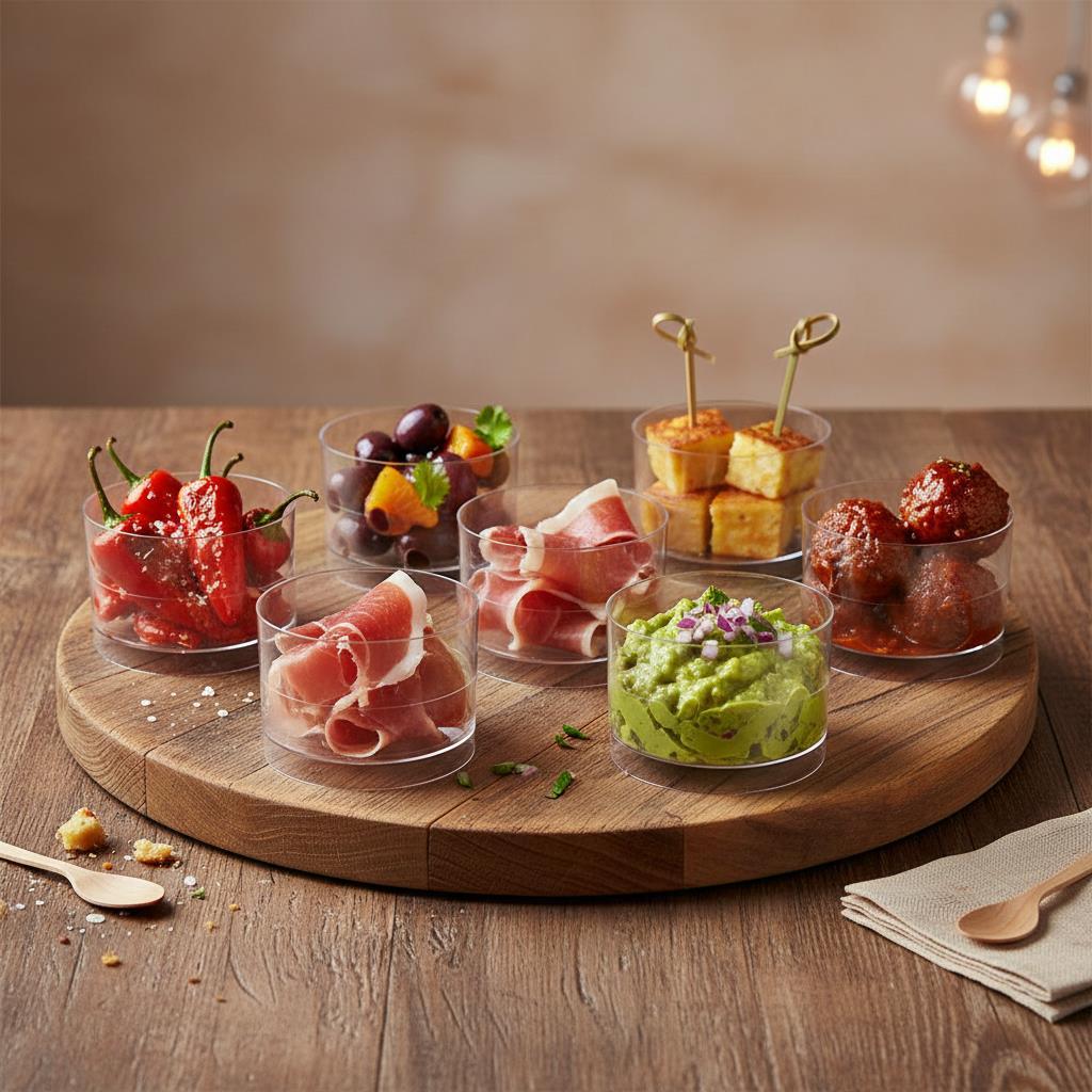 Tapas skåler rund, transparent - 15 stk