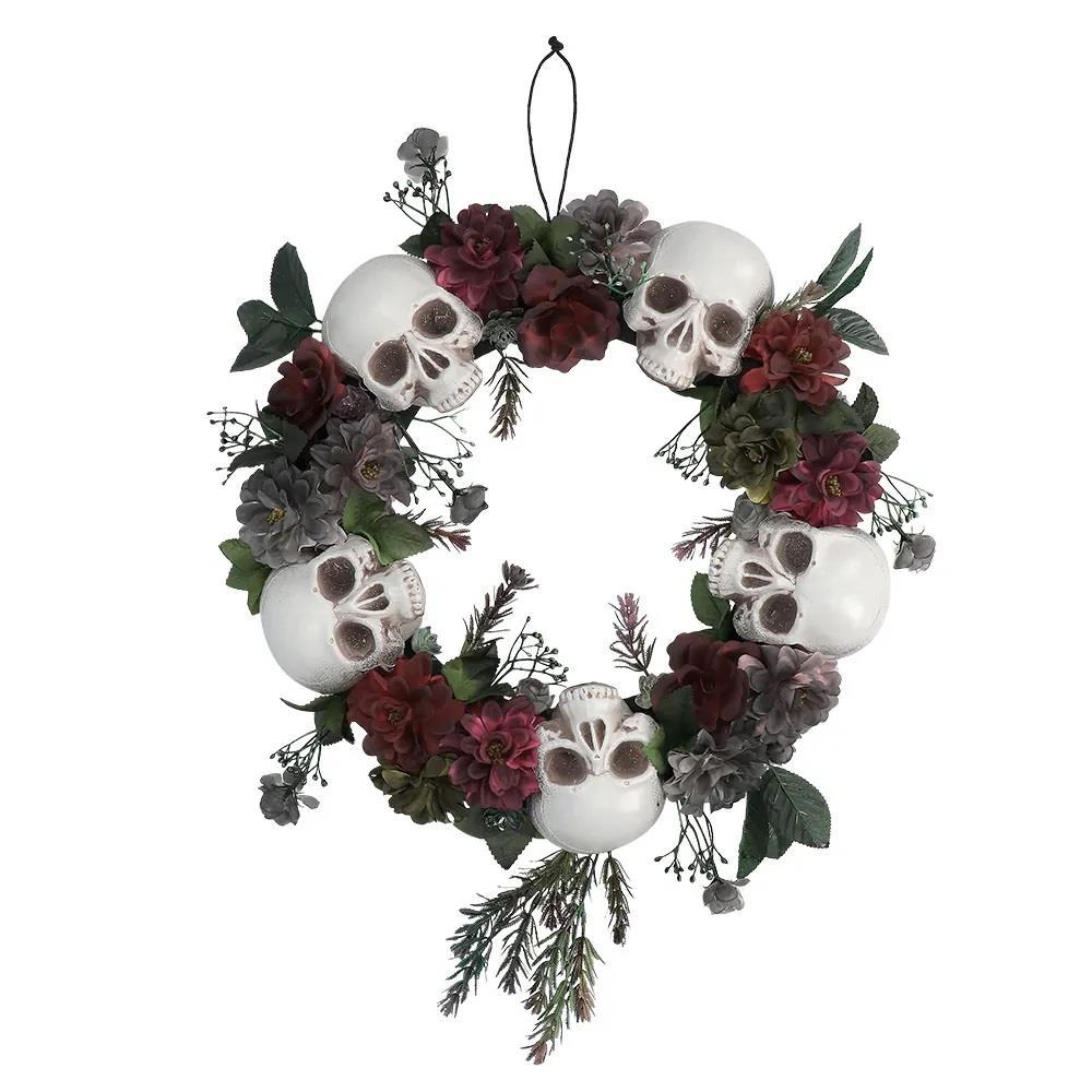 Krans, 40cm - Hodeskaller og blomster
