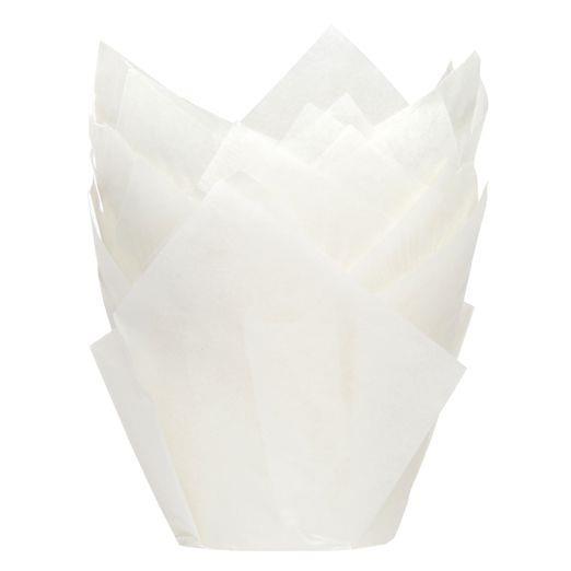 Cupcakeformer tulipan, hvit – 36 stk