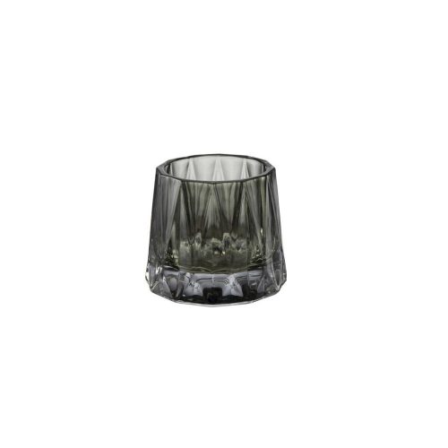 Lysestake glass til telys, elegant stor - Dark green