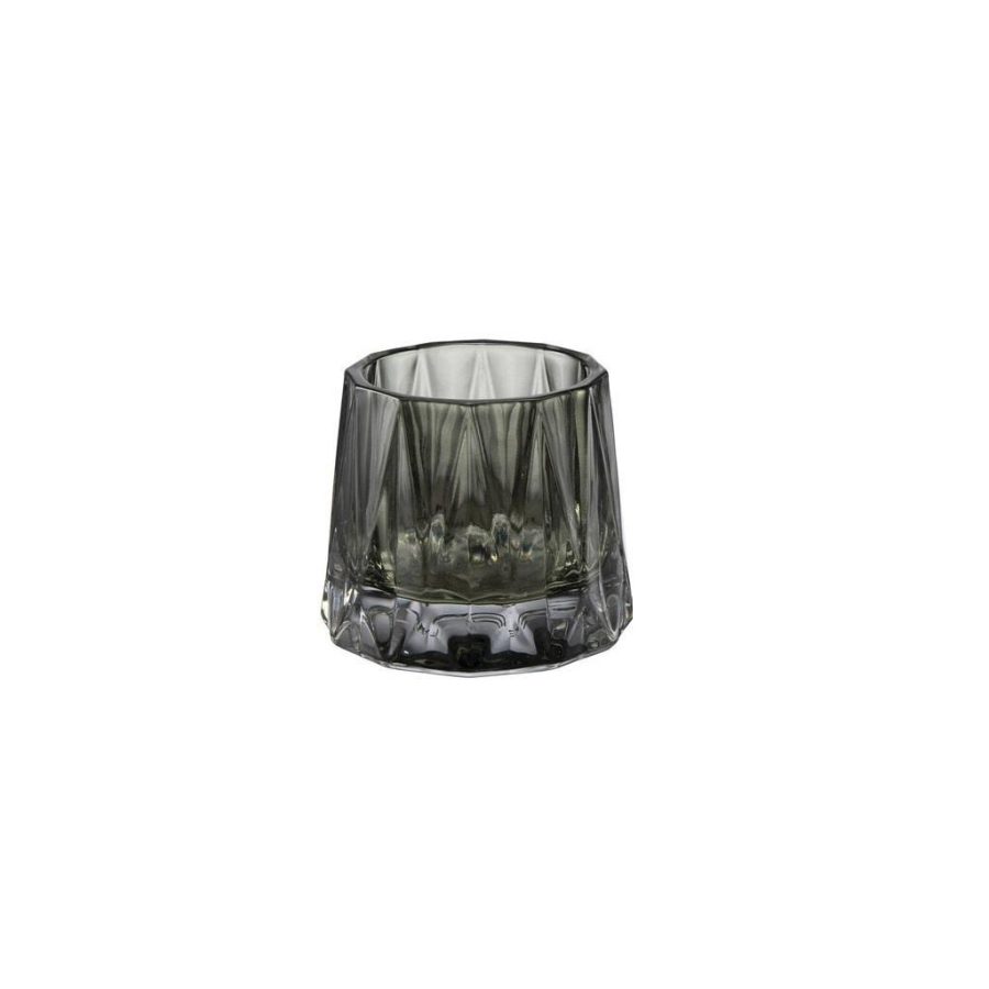 Lysestake glass til telys, elegant stor - Dark green