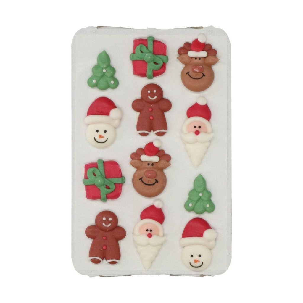 Spiselig kakedekor, julefigurer - 12 sett