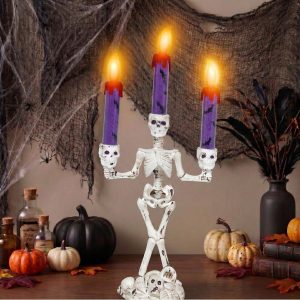 Skjelett lysestake med LED- 35 cm