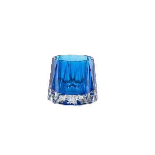 Lysestake glass til telys, elegant stor - Mørk blå